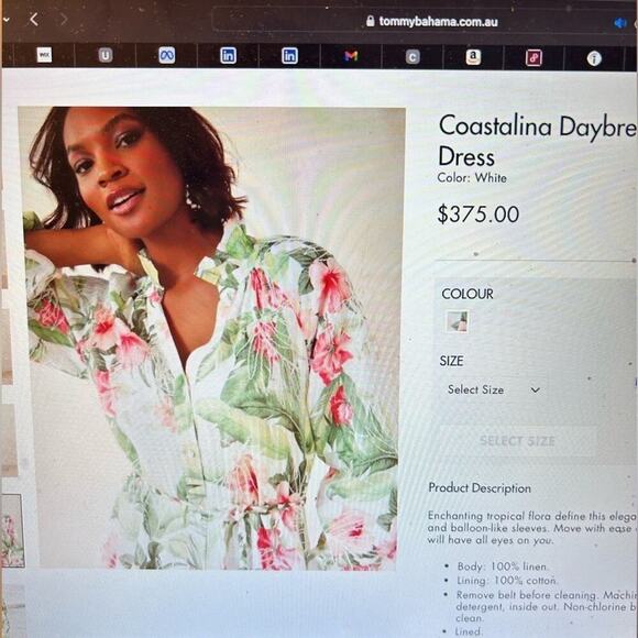 NWT Tommy Bahama Daybreak Hibiscus Linen and Cotton Floral Midi Dress Size XL - Picture 14 of 14